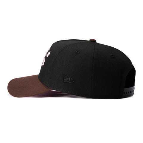 New Era 9Forty A-Frame Los Angeles Dodgers 1988 World Series Patch Blossom PInk UV Snapback Hat - Black, Brown New Era
