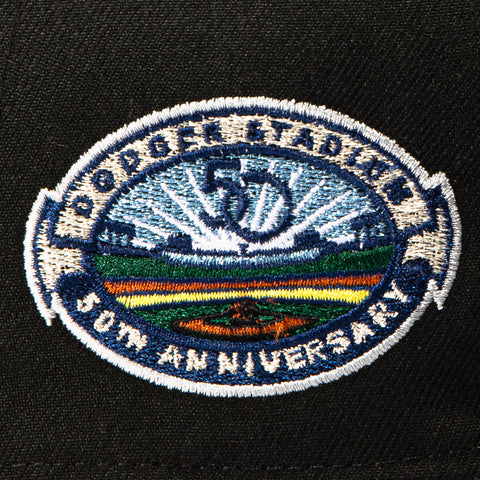 New Era 9Forty A-Frame Los Angeles Dodgers 50th Anniversary Stadium Patch Snapback Hat - Black, Indigo New Era