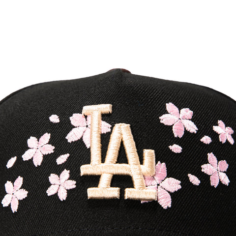 New Era 9Forty A-Frame Los Angeles Dodgers 1988 World Series Patch Blossom PInk UV Snapback Hat - Black, Brown New Era