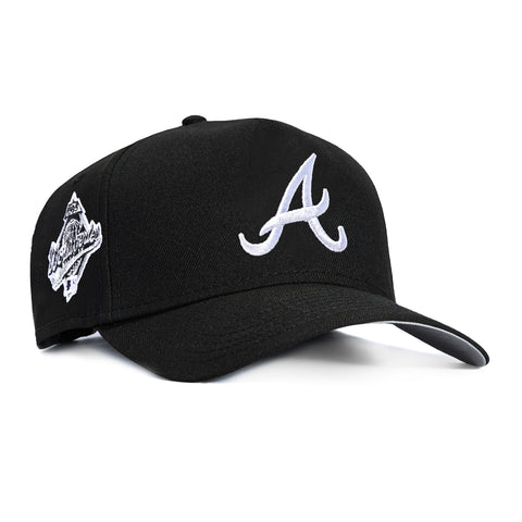 New Era 9Forty A-Frame Atlanta Braves 1995 World Series Patch Snapback Hat - Black, White New Era