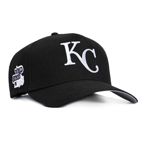 New Era 9Forty A-Frame Kansas City Royals 1985 World Series Patch Snapback Hat - Black, White New Era