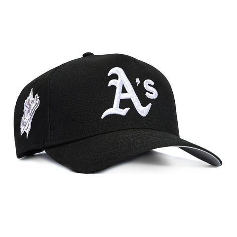New Era 9Forty A-Frame Oakland Athletics 1989 World Series Patch Snapback Hat - Black, White New Era