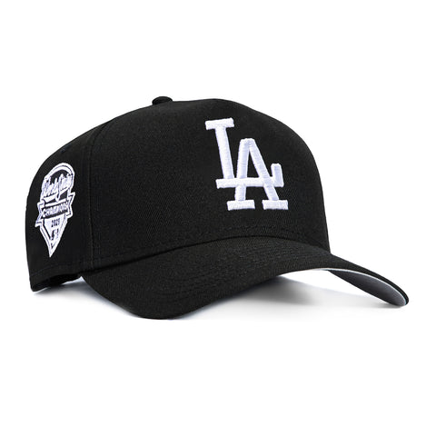 New Era 9Forty A-Frame Los Angeles Dodgers 2025 World Series Champions Patch Snapback Hat - Black, White New Era