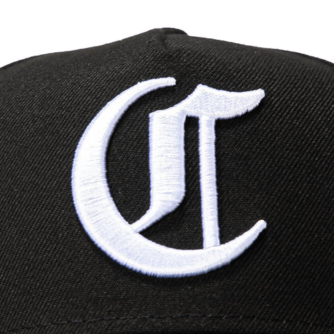 New Era 9Forty A-Frame Cincinnati Reds 1990 World Series Patch Old English Snapback Hat - Black, White New Era