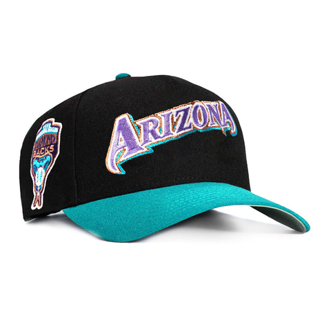New Era 9Forty A-Frame Arizona Diamondbacks Inaugural Patch Word Snapback Hat - Black, Teal New Era