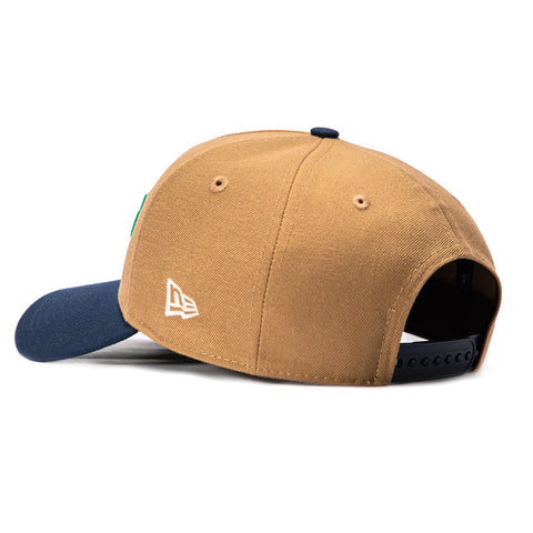 New Era 9Forty A-Frame Hat Club Skull Chief Patch Las Vegas Script Snapback Hat - Khaki, Navy New Era