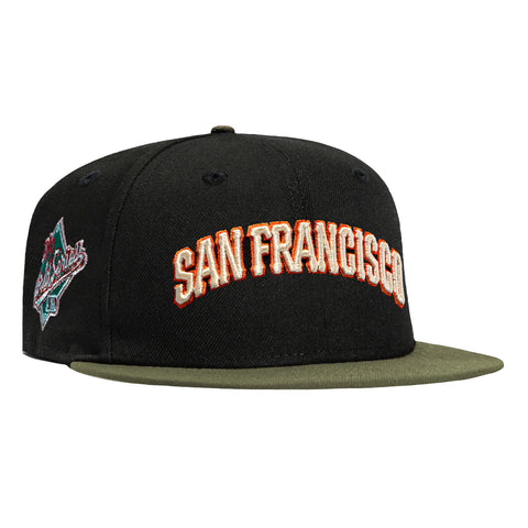 New Era 59Fifty San Francisco Giants 1989 World Series Patch Word Hat - Black, Olive, Orange New Era
