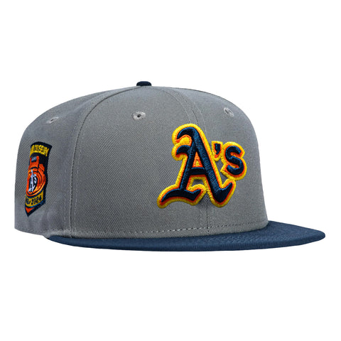 New Era 59Fifty Oakland Athletics Final Season Patch Hat - Storm Grey, Navy, Orange, Gold New Era