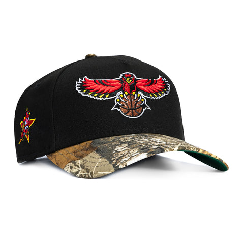 New Era 9Forty A-Frame Atlanta Hawks Logo Patch Snapback Hat - Black, Realtree New Era