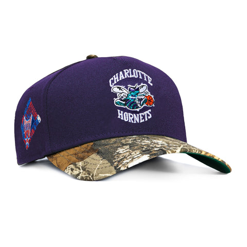 New Era 9Forty A-Frame Charlotte Hornets 1991 All Star Game Patch Snapback Hat - Purple, Realtree New Era