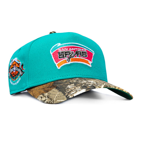 New Era 9Forty A-Frame San Antonio Spurs 1996 All Star Game Patch Snapback Hat - Teal, Realtree New Era