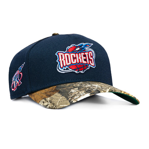 New Era 9Forty A-Frame Houston Rockets 1996 Logo Patch Snapback Hat - Navy, Realtree New Era