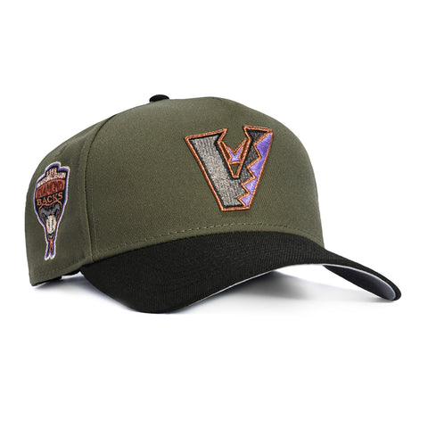 New Era 9Forty A-Frame Arizona Diamondbacks Inaugural Patch Upside Down Snapback Hat - Olive, Black New Era