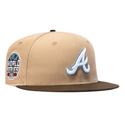 New Era 59Fifty Atlanta Braves 2021 World Series Patch Hat - Khaki, Brown New Era