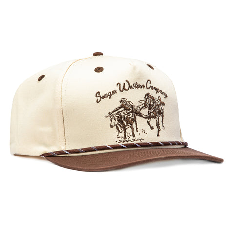 Seager Los Rios Twill Snapback Hat - Tan, Brown Seager