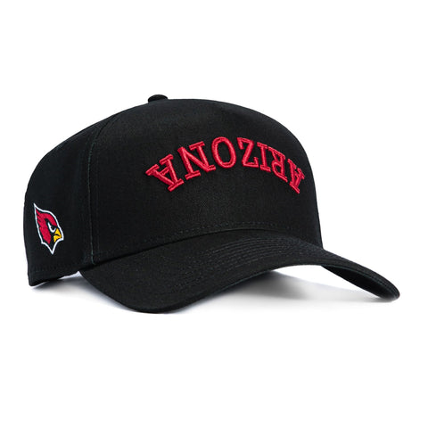 New Era 9Forty A-Frame Arizona Cardinals Logo Patch Upisde Down Arch Snapback Hat - Black