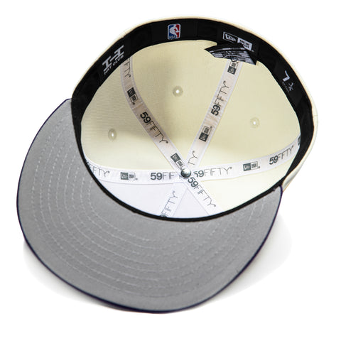 New Era 59Fifty Los Angeles Lakers 75th Anniversary Patch LA Hat - Stone, Purple New Era