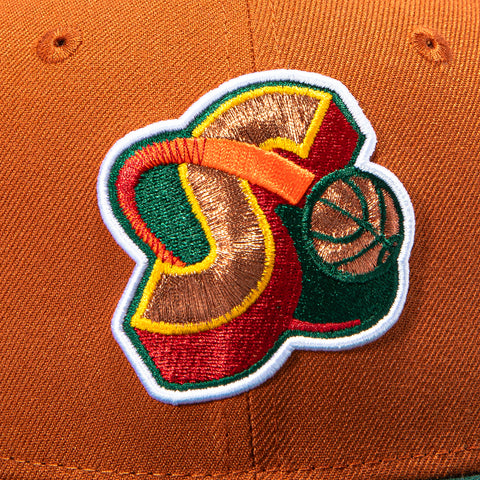 New Era 59Fifty Seattle Sonics 1996 NBA Finals Patch 1995 Alternate Hat - Burnt Orange, Green New Era
