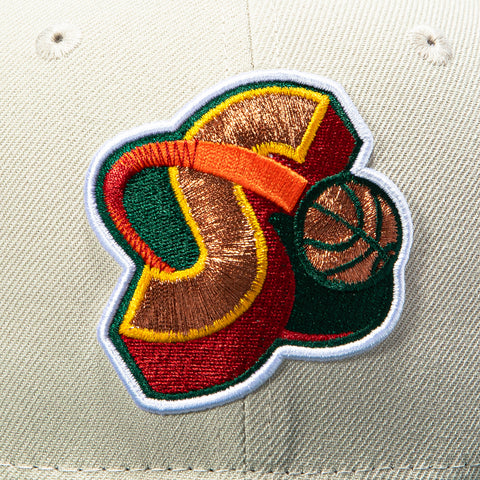 New Era 59Fifty Seattle Sonics 1996 NBA Finals Patch 1995 Alternate Hat - Stone, Green New Era