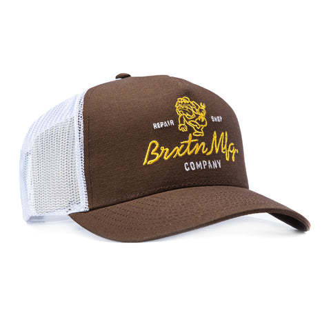 Brixton Tolman C MP Snapback Trucker Hat - White, Brown Brixton