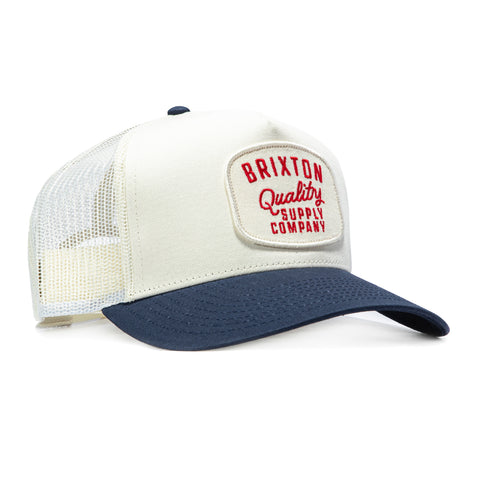 Brixton Hubal C MP Snapback Trucker Hat - White, Navy Brixton