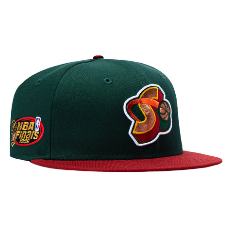 New Era 59Fifty Seattle Sonics 1996 NBA Finals Patch 1995 Alternate Hat - Green, Cardinal New Era