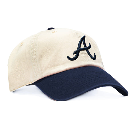 47 Brand Atlanta Braves Cleanup Adjustable Hat - Stone, Navy 47 Brand
