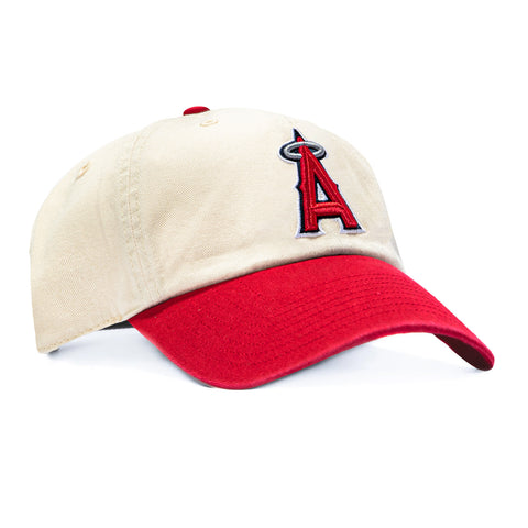 47 Brand Los Angeles Angels Cleanup Adjustable Hat - Stone, Red 47 Brand
