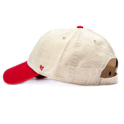 47 Brand Los Angeles Angels Cleanup Adjustable Hat - Stone, Red 47 Brand