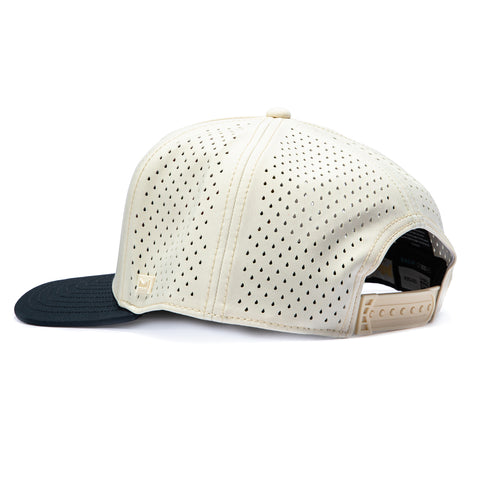 Melin Odysea Hydro Yellow Jacket Icon Snapback Hat - White, Navy Melin