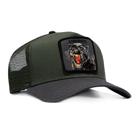 Goorin Bros Strength Panther Adjustable Snapback Trucker Hat - Olive, Grey Goorin Bros