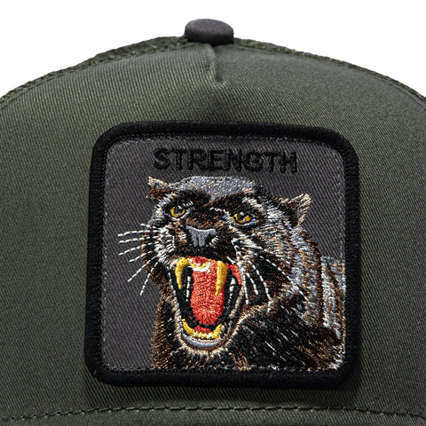 Goorin Bros Strength Panther Adjustable Snapback Trucker Hat - Olive, Grey Goorin Bros