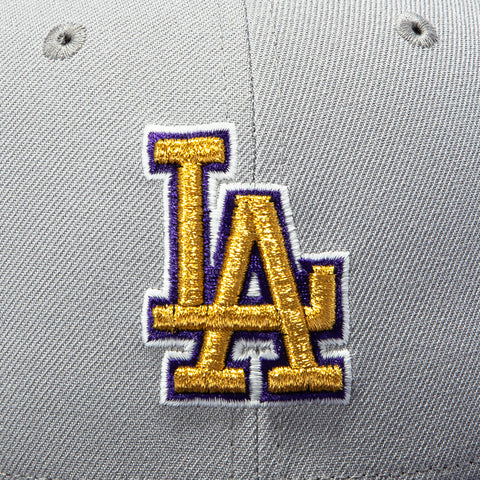 New Era 59Fifty Los Angeles Dodgers 1978 World Series Patch Hat - Grey, Purple, Metallic Gold, Teal New Era