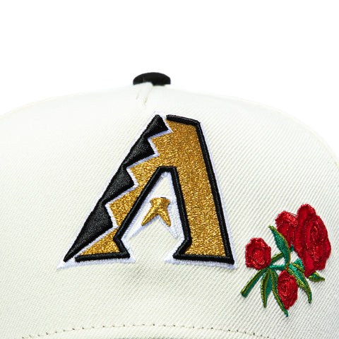New Era 9Forty A-Frame Rose Arizona Diamondbacks 2001 World Series Patch Snapback Hat - White, Black New Era