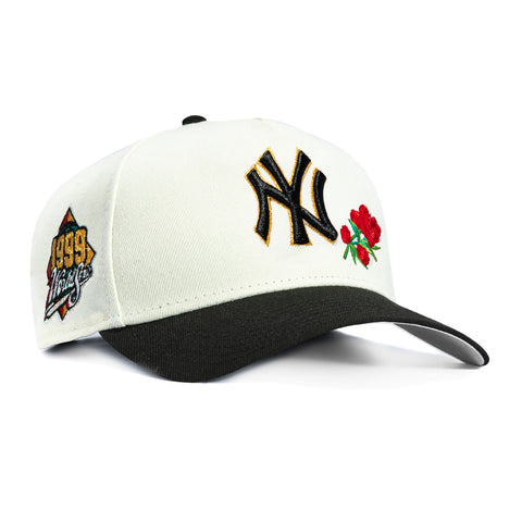 New Era 9Forty A-Frame Rose New York Yankees 1999 World Series Patch Snapback Hat - White, Black New Era