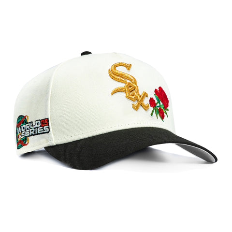 New Era 9Forty A-Frame Rose Chicago White Sox 2005 World Series Patch Snapback Hat - White, Black New Era