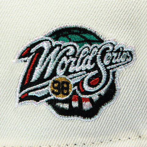 New Era 9Forty A-Frame Rose San Diego Padres 1998 World Series Patch Snapback Hat - White, Black New Era