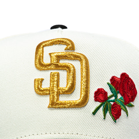 New Era 9Forty A-Frame Rose San Diego Padres 1998 World Series Patch Snapback Hat - White, Black New Era