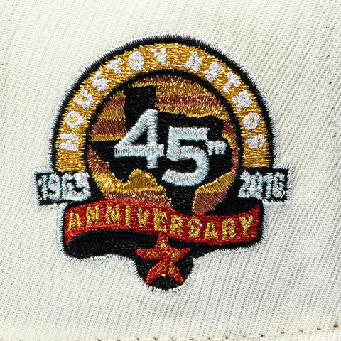 New Era 9Forty A-Frame Rose Houston Astros 45th Anniversary Patch Snapback Hat - White, Black New Era