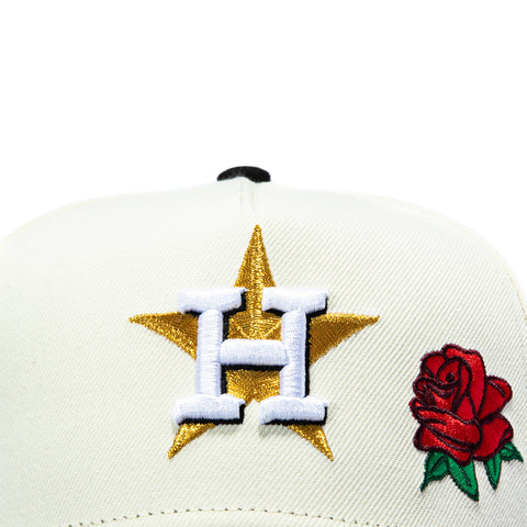 New Era 9Forty A-Frame Rose Houston Astros 45th Anniversary Patch Snapback Hat - White, Black New Era