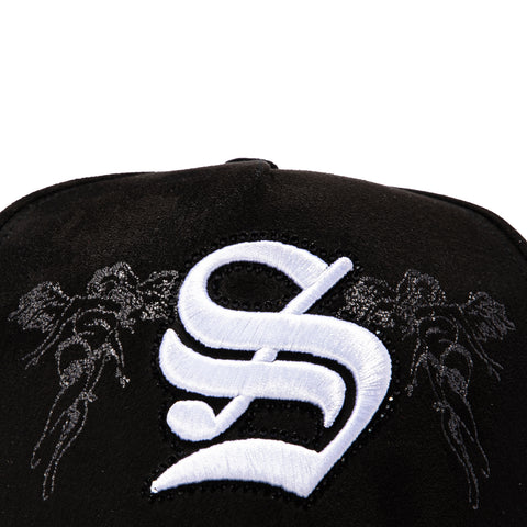 Sworn To Us Icon Crystals Suede Snapback Hat - Black Sworn To Us