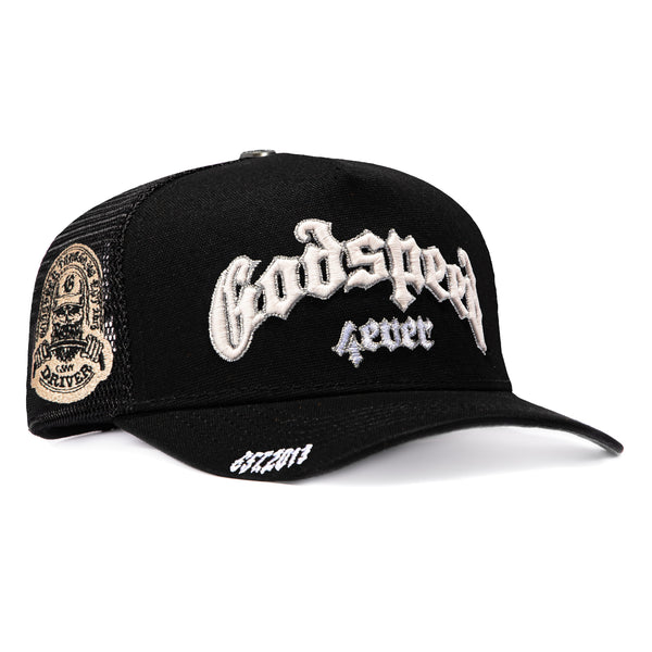 Godspeed Forever Trucker Snapback Hat - Black – Hat Club