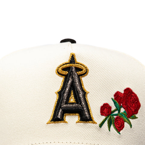 New Era 9Forty A-Frame Rose Los Angeles Angels 50th Anniversary Patch Snapback Hat - White, Black New Era