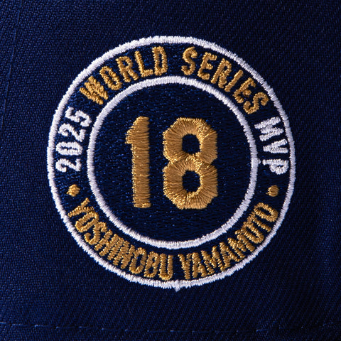 New Era 9Fifty Los Angeles Dodgers 2025 World Series Champions MVP Yoshinobu Yamamoto 18 Patch Game Snapback Hat - Royal New Era