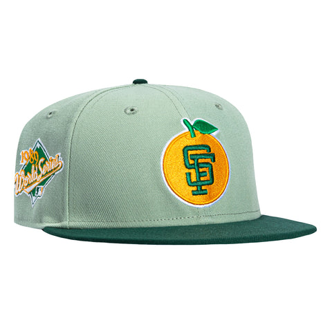 New Era 59Fifty San Francisco Giants 1989 World Series Patch Orange Hat - Everest Green, Green New Era