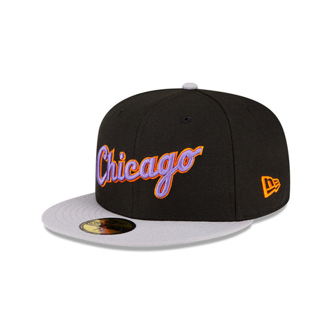 New Era 59Fifty Chicago White Sox Comiskey Park Patch Script Hat -  Black, Grey New Era
