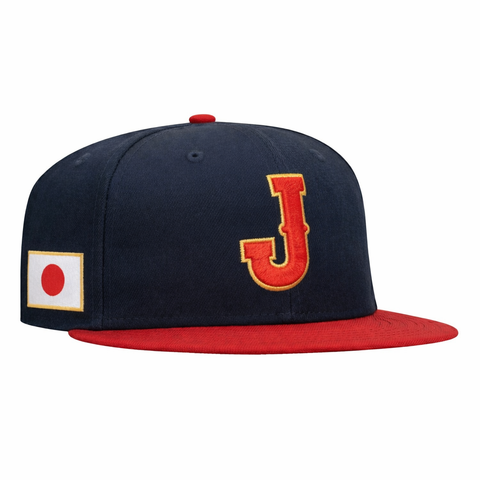 Pre-order New Era 9Fifty Youth Japan 2026 World Baseball Classic Japan Flag Patch Snapback Hat - Navy, Red New Era