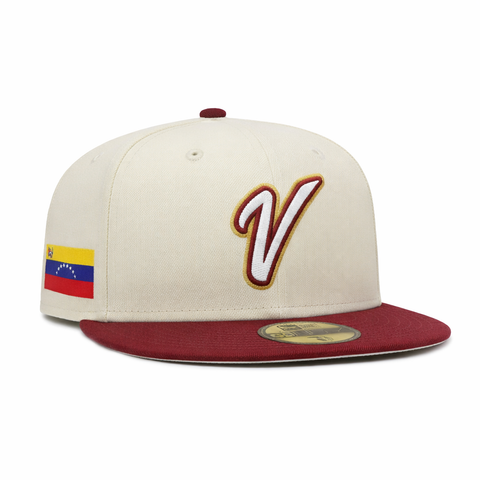 Pre-order New Era 59Fifty Venezuela 2026 World Baseball Classic Venezuela Flag Patch Hat - White, Cardinal New Era