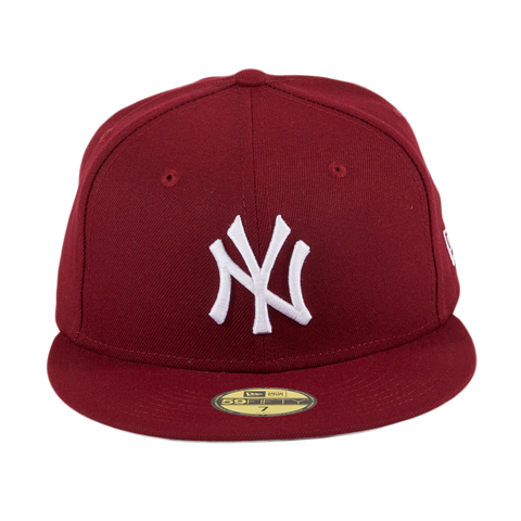New Era 59Fifty New York Yankees Hat - Cardinal, White