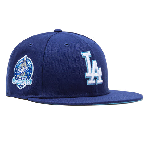 New Era 59Fifty Cool Fashion Los Angeles Dodgers 60th Anniversary Patch Hat - Royal, White, Light Blue